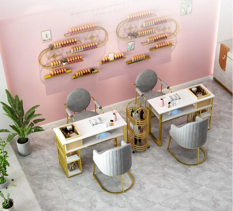 Double Layer Manicure Table Chair Set With Drawer Multifunctional - 6 Double Layer Manicure Table Chair Set With Drawer Multifunctional - 6