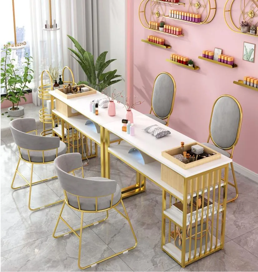 Double Layer Manicure Table Chair Set With Drawer Multifunctional - 8 Double Layer Manicure Table Chair Set With Drawer Multifunctional - 8