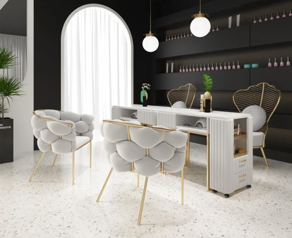 Double Marble Manicure Table Chair Set Iron Frame Singledouble Option - 15 Double Marble Manicure Table Chair Set Iron Frame Singledouble Option - 15