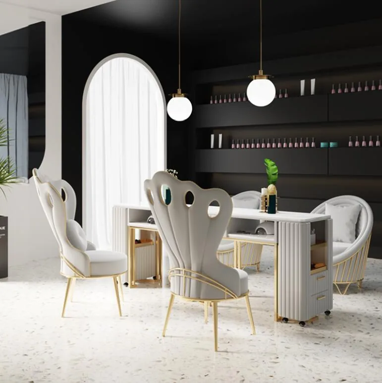 Double Marble Manicure Table Chair Set Iron Frame Singledouble Option - 8 Double Marble Manicure Table Chair Set Iron Frame Singledouble Option - 8