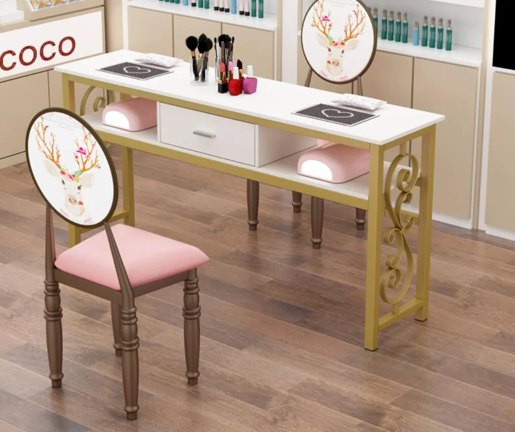 Economical Double Seat Manicure Table And Chair Set Simple Design - 12