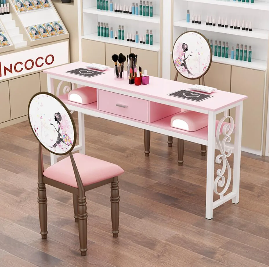 Economical Double Seat Manicure Table And Chair Set Simple Design - 7