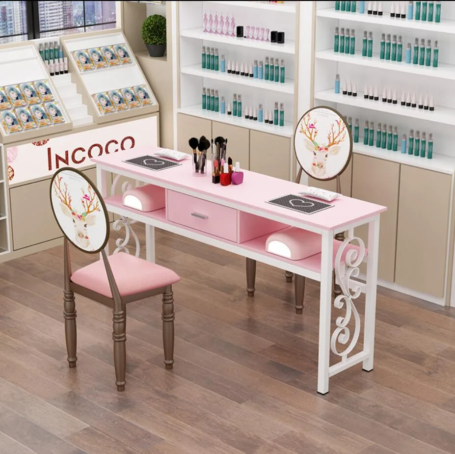 Economical Double Seat Manicure Table And Chair Set Simple Design - 8