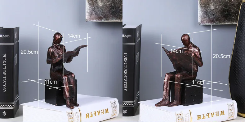 European Style Resin Reader Statue Creative Office Study Room Decor - 7