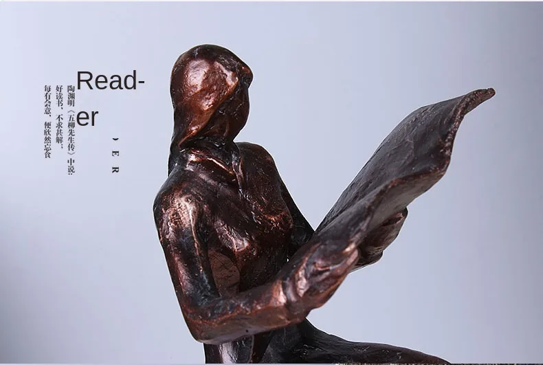 European Style Resin Reader Statue Creative Office Study Room Decor - 9