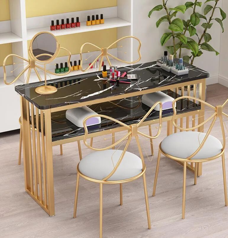 European Style Single Nail Table And Double Chair Set - 12