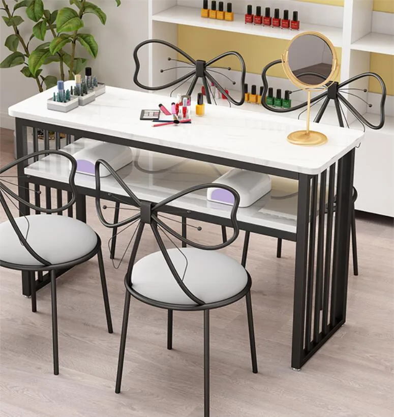 European Style Single Nail Table And Double Chair Set - 13