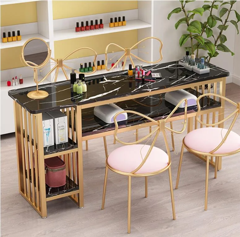 European Style Single Nail Table And Double Chair Set - 14