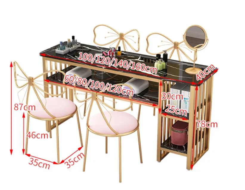 European Style Single Nail Table And Double Chair Set - 19