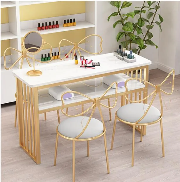 European Style Single Nail Table And Double Chair Set - 7