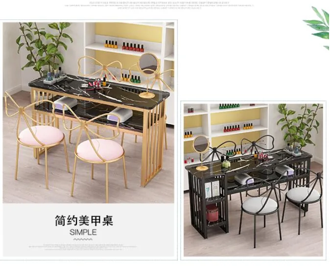European Style Single Nail Table And Double Chair Set - 8