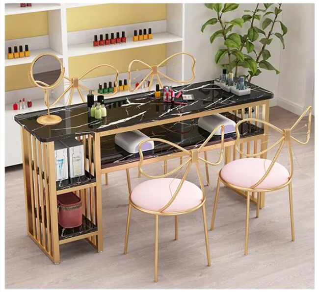 European Style Single Nail Table And Double Chair Set - 9