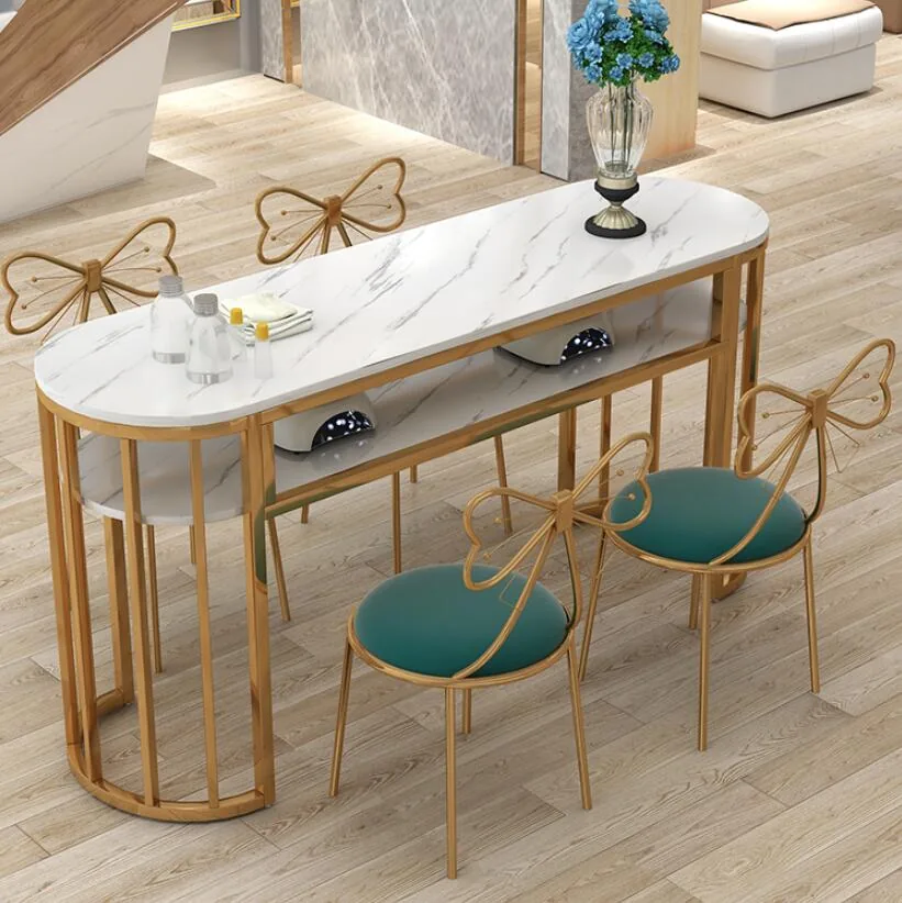 Modern Double Manicure Table And Chair Set Economical Simple Design - 15