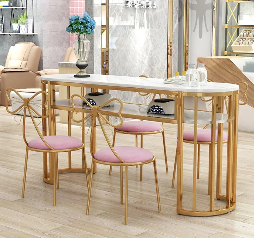 Modern Double Manicure Table And Chair Set Economical Simple Design - 19