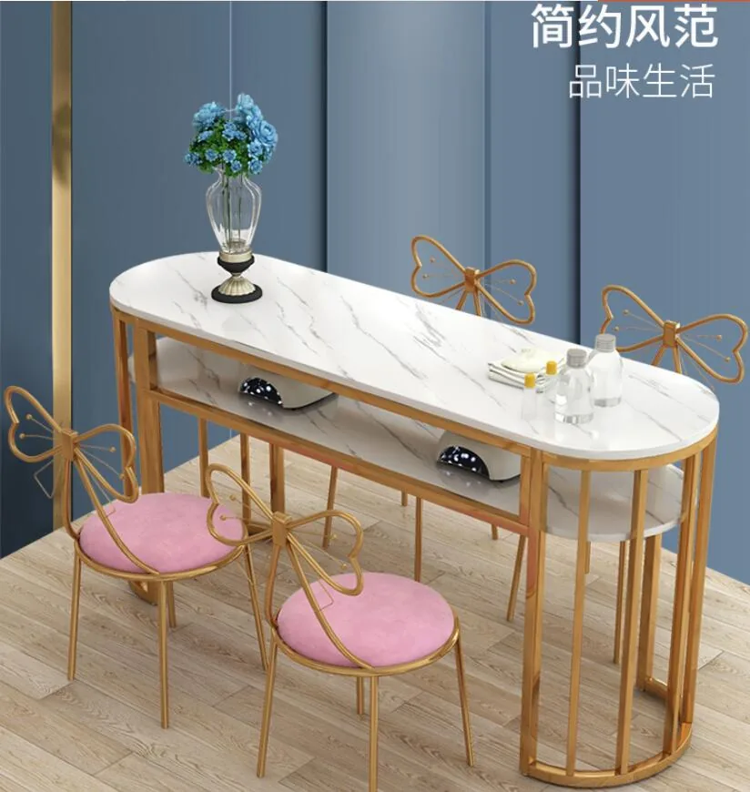 Modern Double Manicure Table And Chair Set Economical Simple Design - 7