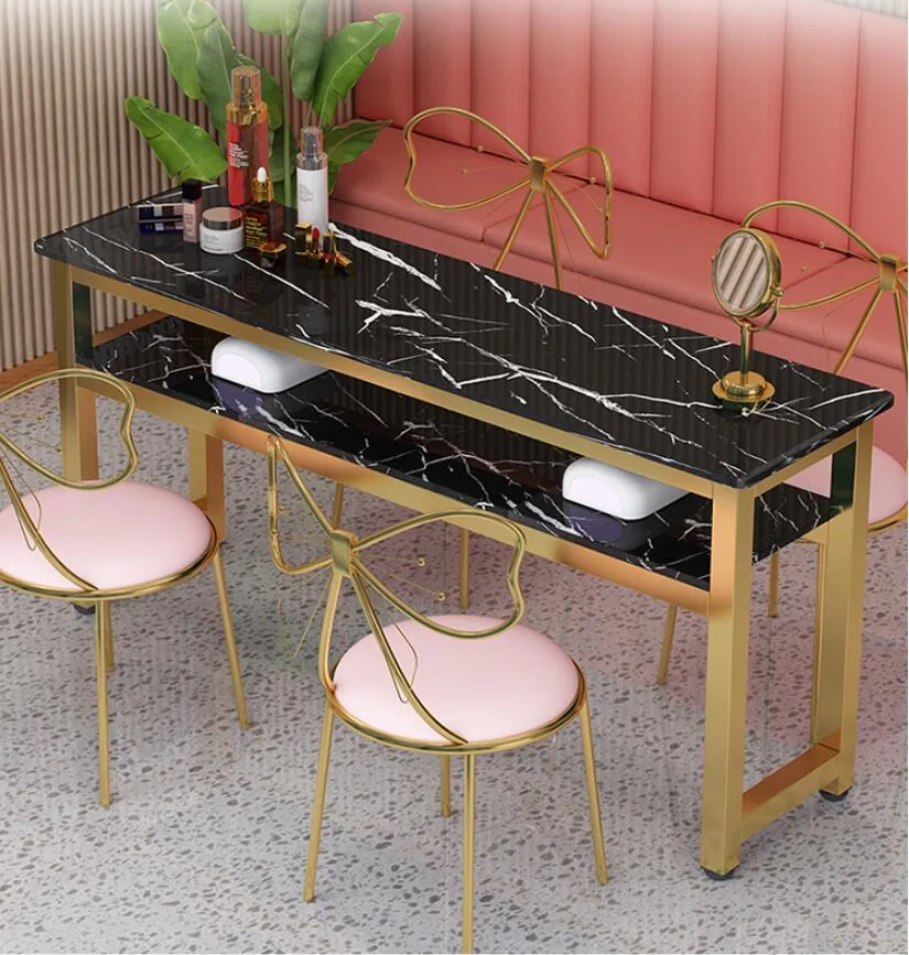 Modern Manicure Table And Chair Set For Single Double Triple Stations - 6 Modern Manicure Table And Chair Set For Single Double Triple Stations - 6