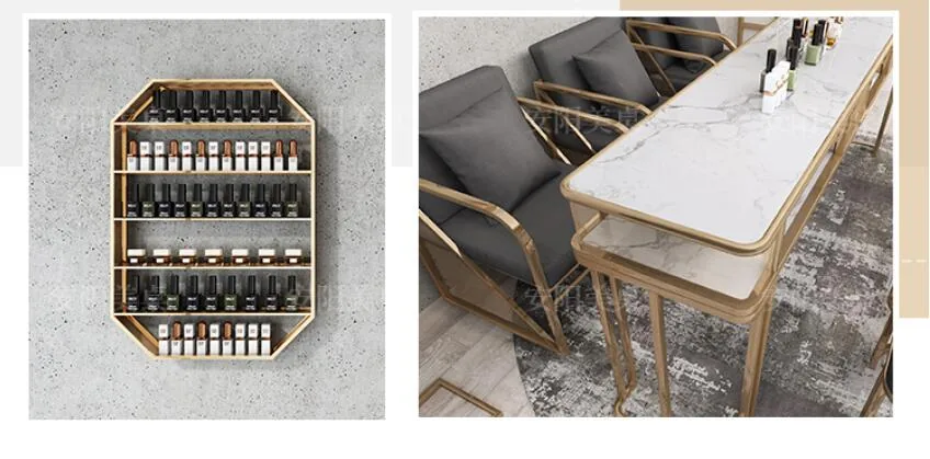 Professional Manicure Table Chair Set With Iron Frame Marble Glass Surface - 13 Professional Manicure Table Chair Set With Iron Frame Marble Glass Surface - 13