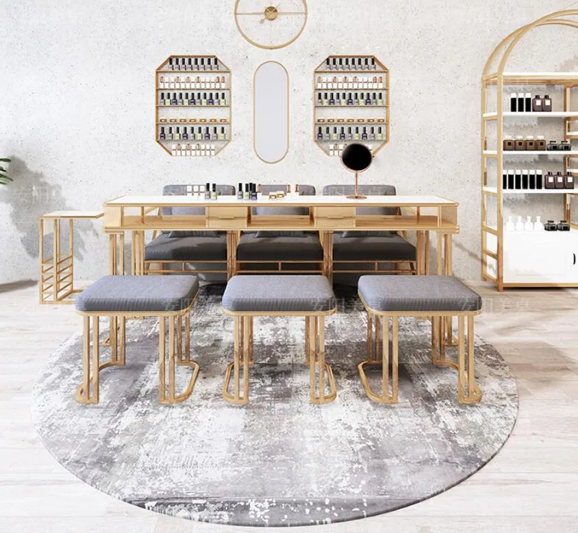 Professional Manicure Table Chair Set With Iron Frame Marble Glass Surface - 19 Professional Manicure Table Chair Set With Iron Frame Marble Glass Surface - 19