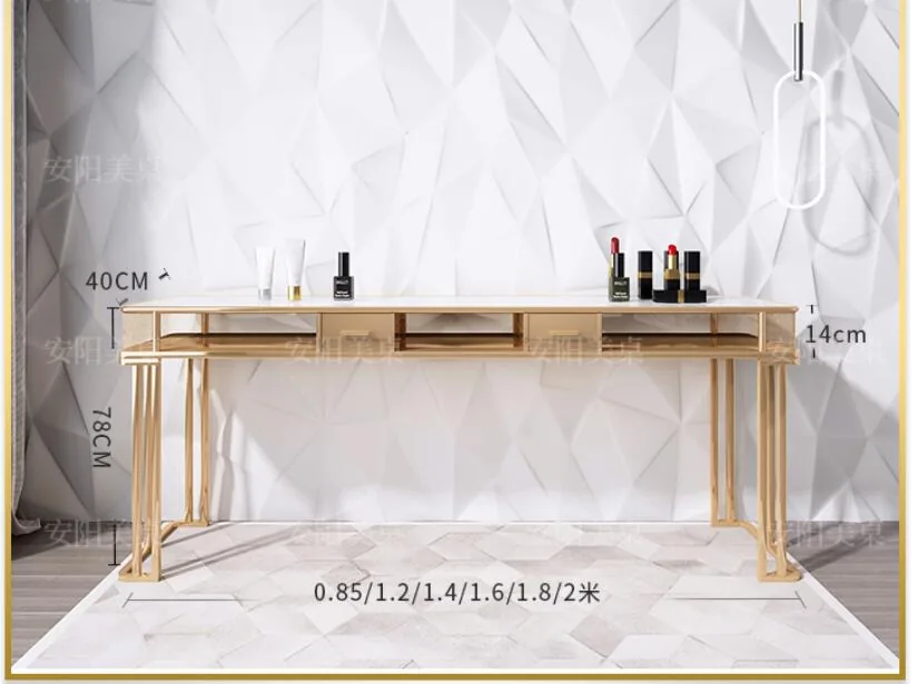 Professional Manicure Table Chair Set With Iron Frame Marble Glass Surface - 23 Professional Manicure Table Chair Set With Iron Frame Marble Glass Surface - 23