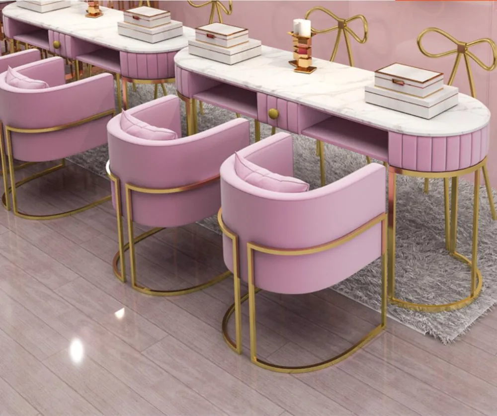 Professional Marble Manicure Table Chair Set For Singledouble Stations - 11