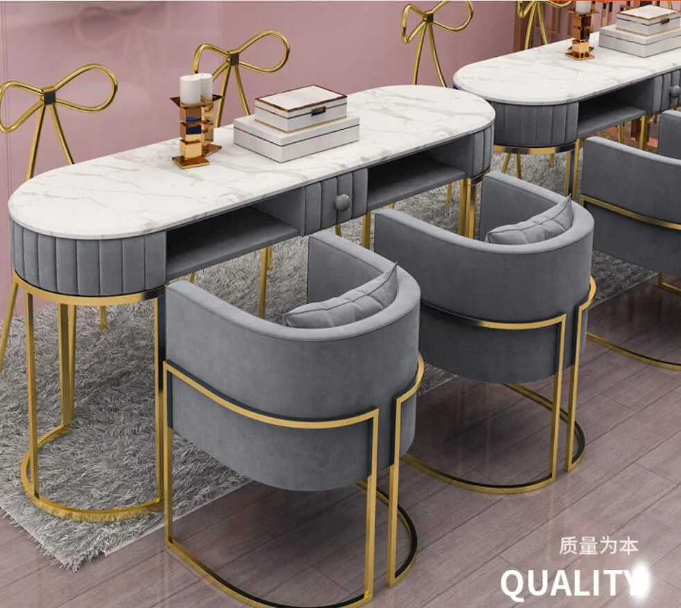 Professional Marble Manicure Table Chair Set For Singledouble Stations - 15