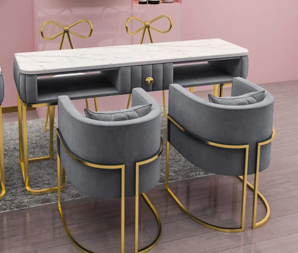 Professional Marble Manicure Table Chair Set For Singledouble Stations - 16