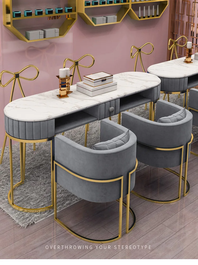Professional Marble Manicure Table Chair Set For Singledouble Stations - 7
