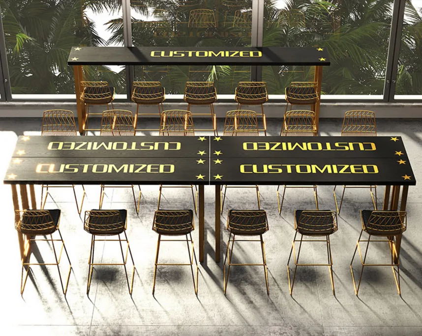 Solid Wood Highlegged Bar Table Chair Set For Living Room - 11