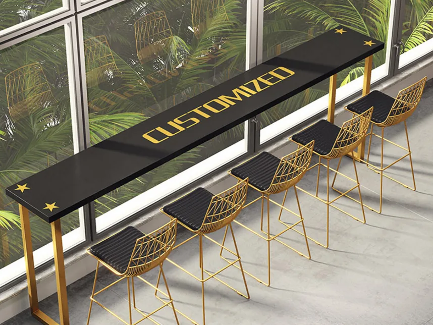 Solid Wood Highlegged Bar Table Chair Set For Living Room - 12